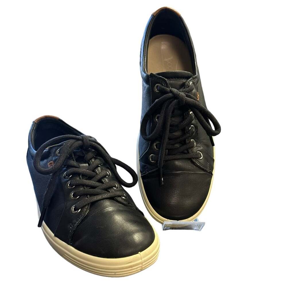 ECCO Womens Soft VII Leather Lace-Up Sneakers Black Size 38 EUR 7 US